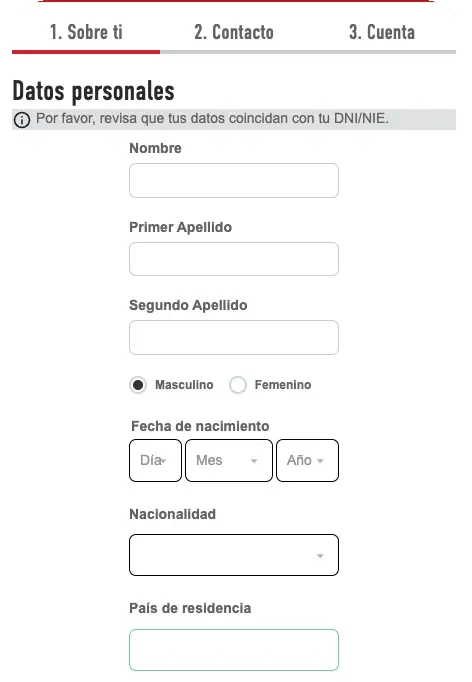 registrar una cuenta